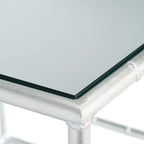Table d'appoint avec plateau miroir argenté