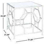 Table d'appoint avec plateau miroir argenté