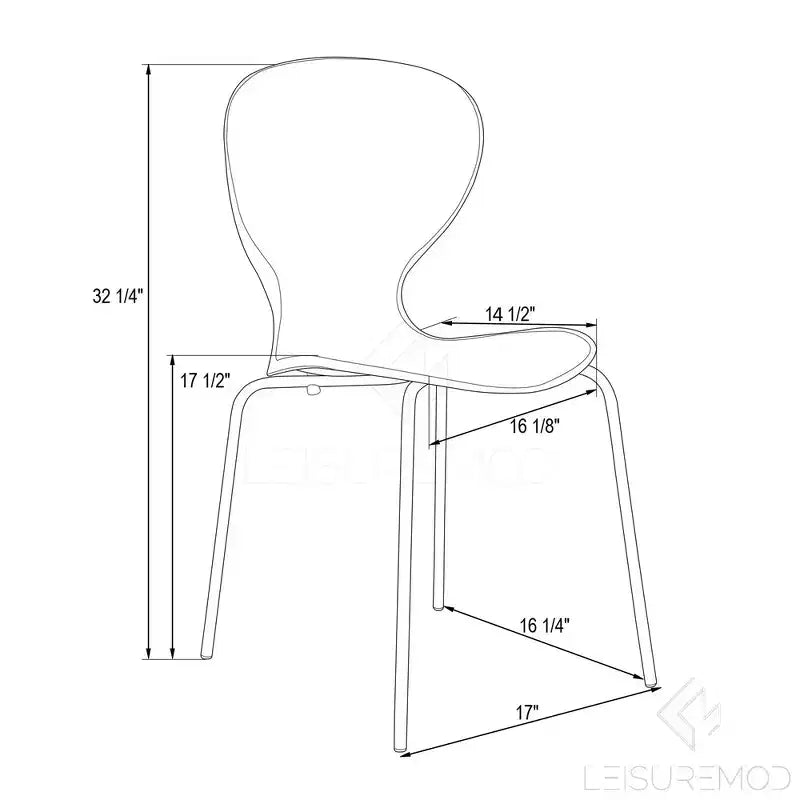 LeisureMod Oyster Chaises de salle à manger transparentes (Lot de 4) - Design incurvé empilable avec pieds en acier inoxydable noir pour cuisine ou salle à manger