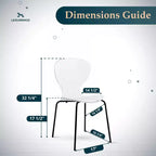 LeisureMod Oyster Chaises de salle à manger transparentes (Lot de 4) - Design incurvé empilable avec pieds en acier inoxydable noir pour cuisine ou salle à manger
