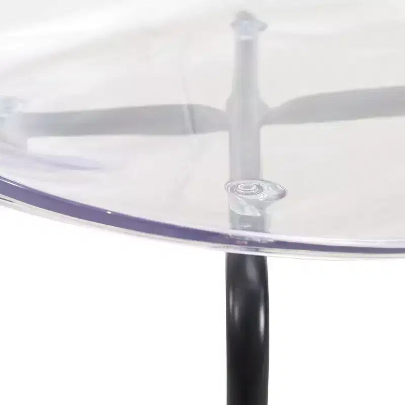 LeisureMod Oyster Chaises de salle à manger transparentes (Lot de 4) - Design incurvé empilable avec pieds en acier inoxydable noir pour cuisine ou salle à manger