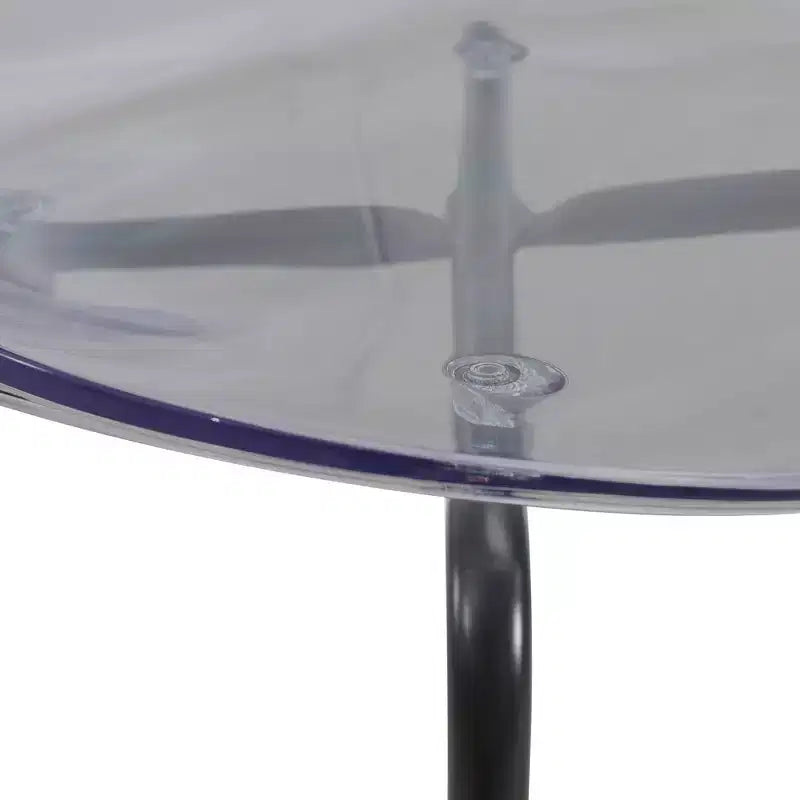 LeisureMod Oyster Chaises de salle à manger transparentes (Lot de 4) - Design incurvé empilable avec pieds en acier inoxydable noir pour cuisine ou salle à manger