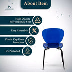 LeisureMod Oyster Chaises de salle à manger transparentes (Lot de 4) - Design incurvé empilable avec pieds en acier inoxydable noir pour cuisine ou salle à manger