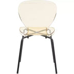 LeisureMod Oyster Chaises de salle à manger transparentes (Lot de 4) - Design incurvé empilable avec pieds en acier inoxydable noir pour cuisine ou salle à manger