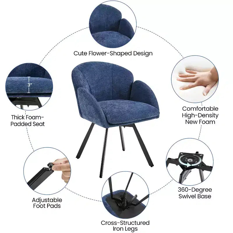 Fauteuil d'appoint en chenille en forme de fleur Yaheetech