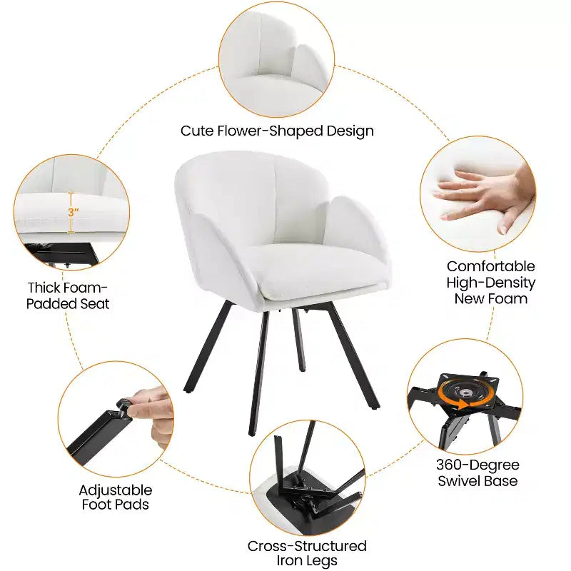 Fauteuil d'appoint en chenille en forme de fleur Yaheetech