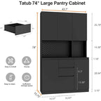 Armoire de cuisine autoportante noire/blanche avec 6 portes, 3 étagères et 1 tiroir – Unité individuelle