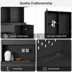 Armoire de cuisine autoportante noire/blanche avec 6 portes, 3 étagères et 1 tiroir – Unité individuelle
