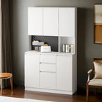 Armoire de cuisine autoportante noire/blanche avec 6 portes, 3 étagères et 1 tiroir – Unité individuelle