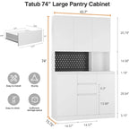 Armoire de cuisine autoportante noire/blanche avec 6 portes, 3 étagères et 1 tiroir – Unité individuelle
