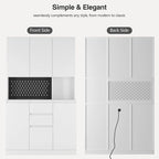 Armoire de cuisine autoportante noire/blanche avec 6 portes, 3 étagères et 1 tiroir – Unité individuelle