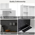 Armoire de cuisine autoportante noire/blanche avec 6 portes, 3 étagères et 1 tiroir – Unité individuelle