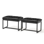 Glitzhome Ensemble de 2 poufs / repose-pieds ottoman modernes en cuir PU capitonné 24W