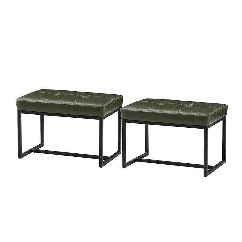 Glitzhome Ensemble de 2 poufs / repose-pieds ottoman modernes en cuir PU capitonné 24W