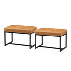Glitzhome Ensemble de 2 poufs / repose-pieds ottoman modernes en cuir PU capitonné 24W