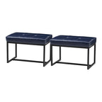 Glitzhome Ensemble de 2 poufs / repose-pieds ottoman modernes en cuir PU capitonné 24W
