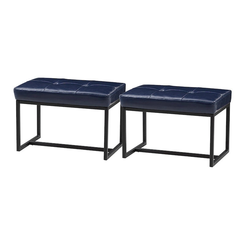 Glitzhome Ensemble de 2 poufs / repose-pieds ottoman modernes en cuir PU capitonné 24W