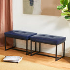 Glitzhome Ensemble de 2 poufs / repose-pieds ottoman modernes en cuir PU capitonné 24W