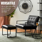 Glitzhome Ensemble de 2 poufs / repose-pieds ottoman modernes en cuir PU capitonné 24W
