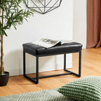 Glitzhome Ensemble de 2 poufs / repose-pieds ottoman modernes en cuir PU capitonné 24W
