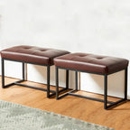 Glitzhome Ensemble de 2 poufs / repose-pieds ottoman modernes en cuir PU capitonné 24W