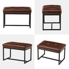 Glitzhome Ensemble de 2 poufs / repose-pieds ottoman modernes en cuir PU capitonné 24W