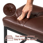Glitzhome Ensemble de 2 poufs / repose-pieds ottoman modernes en cuir PU capitonné 24W