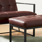 Glitzhome Ensemble de 2 poufs / repose-pieds ottoman modernes en cuir PU capitonné 24W