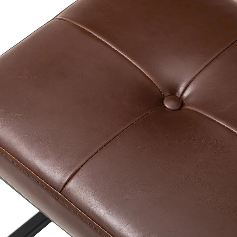 Glitzhome Ensemble de 2 poufs / repose-pieds ottoman modernes en cuir PU capitonné 24W