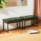 Glitzhome Ensemble de 2 poufs / repose-pieds ottoman modernes en cuir PU capitonné 24W