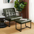 Glitzhome Ensemble de 2 poufs / repose-pieds ottoman modernes en cuir PU capitonné 24W
