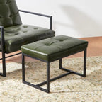 Glitzhome Ensemble de 2 poufs / repose-pieds ottoman modernes en cuir PU capitonné 24W