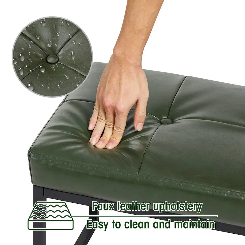 Glitzhome Ensemble de 2 poufs / repose-pieds ottoman modernes en cuir PU capitonné 24W