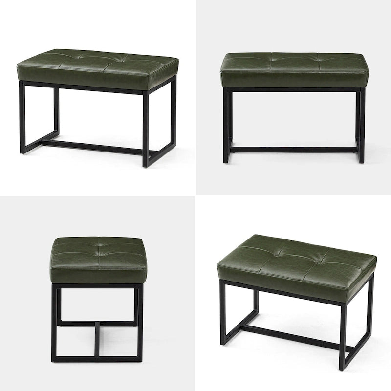Glitzhome Ensemble de 2 poufs / repose-pieds ottoman modernes en cuir PU capitonné 24W