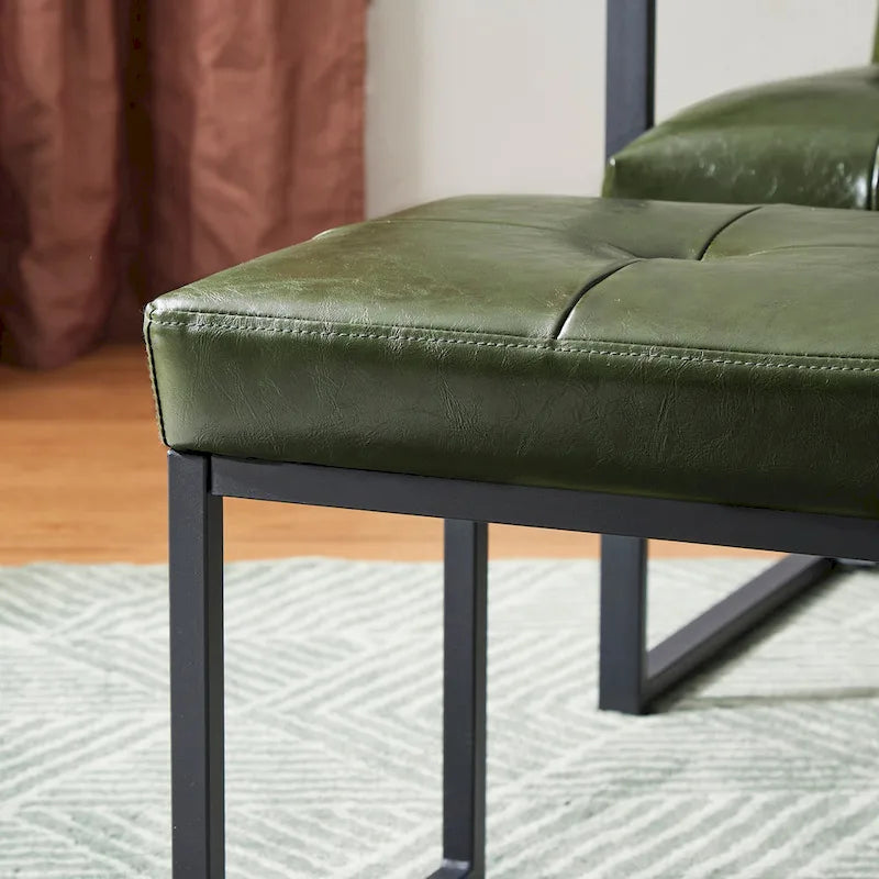 Glitzhome Ensemble de 2 poufs / repose-pieds ottoman modernes en cuir PU capitonné 24W