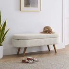 Banc de rangement capitonné moderne avec pieds en bois massif, Repose-pieds d'entrée, Banc de bout de lit, Pouf de coiffeuse