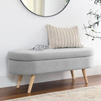 Banc de rangement capitonné moderne avec pieds en bois massif, Repose-pieds d'entrée, Banc de bout de lit, Pouf de coiffeuse