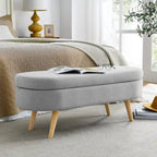 Banc de rangement capitonné moderne avec pieds en bois massif, Repose-pieds d'entrée, Banc de bout de lit, Pouf de coiffeuse