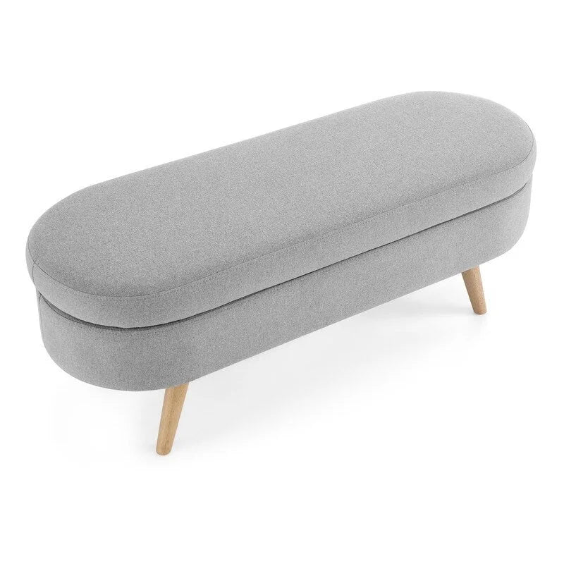Banc de rangement capitonné moderne avec pieds en bois massif, Repose-pieds d'entrée, Banc de bout de lit, Pouf de coiffeuse