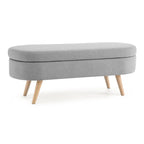Banc de rangement capitonné moderne avec pieds en bois massif, Repose-pieds d'entrée, Banc de bout de lit, Pouf de coiffeuse