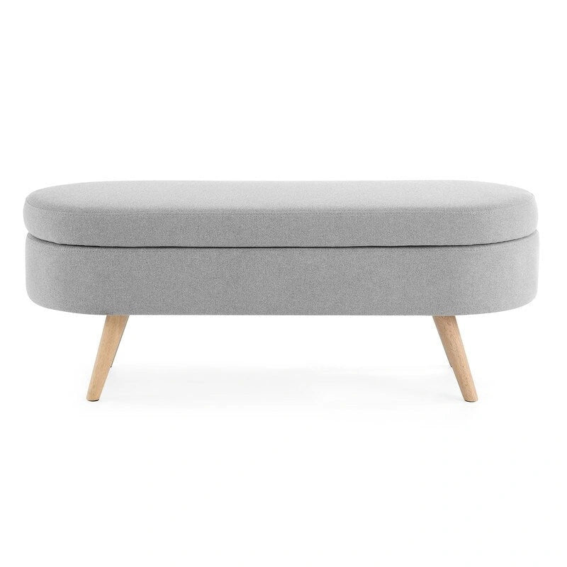 Banc de rangement capitonné moderne avec pieds en bois massif, Repose-pieds d'entrée, Banc de bout de lit, Pouf de coiffeuse