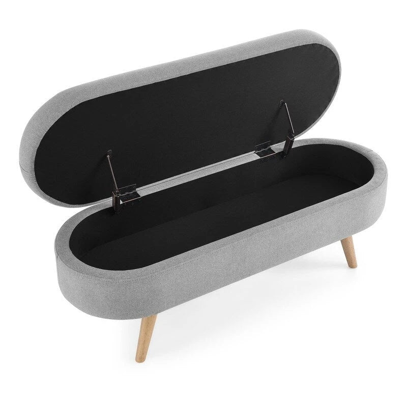 Banc de rangement capitonné moderne avec pieds en bois massif, Repose-pieds d'entrée, Banc de bout de lit, Pouf de coiffeuse
