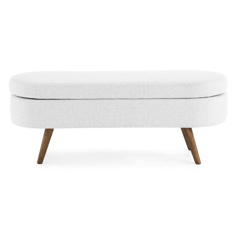 Banc de rangement capitonné moderne avec pieds en bois massif, Repose-pieds d'entrée, Banc de bout de lit, Pouf de coiffeuse