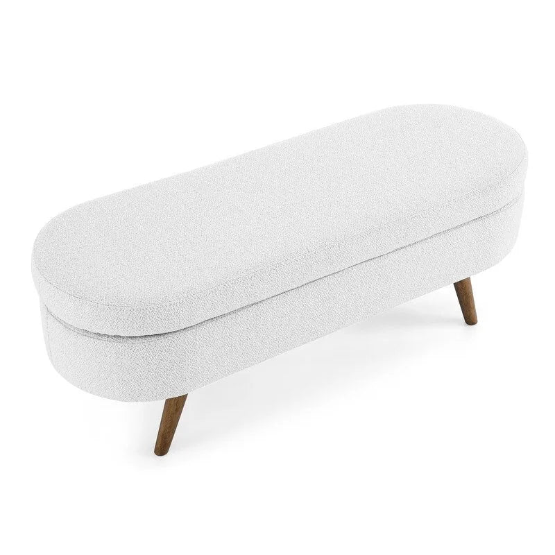 Banc de rangement capitonné moderne avec pieds en bois massif, Repose-pieds d'entrée, Banc de bout de lit, Pouf de coiffeuse