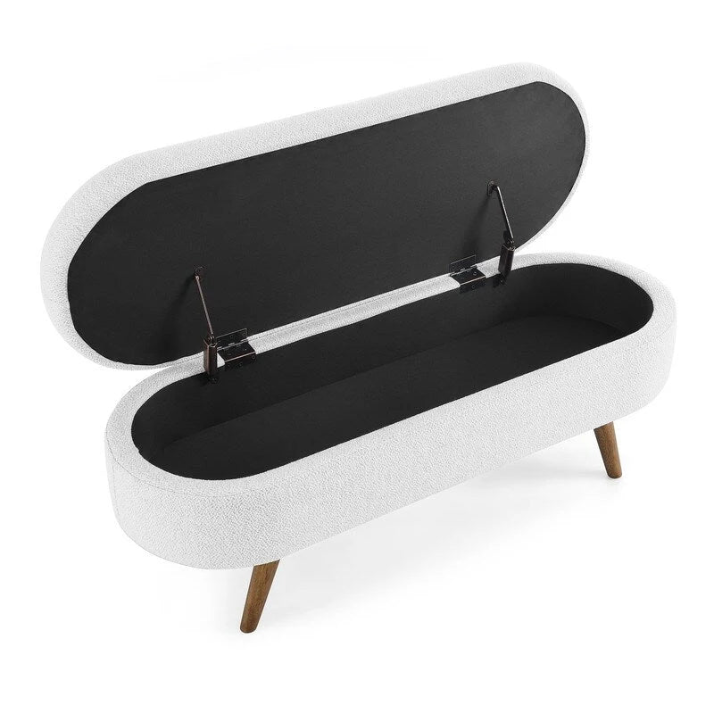 Banc de rangement capitonné moderne avec pieds en bois massif, Repose-pieds d'entrée, Banc de bout de lit, Pouf de coiffeuse