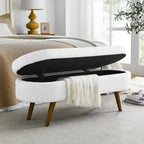 Banc de rangement capitonné moderne avec pieds en bois massif, Repose-pieds d'entrée, Banc de bout de lit, Pouf de coiffeuse