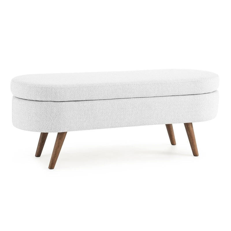 Banc de rangement capitonné moderne avec pieds en bois massif, Repose-pieds d'entrée, Banc de bout de lit, Pouf de coiffeuse