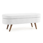 Banc de rangement capitonné moderne avec pieds en bois massif, Repose-pieds d'entrée, Banc de bout de lit, Pouf de coiffeuse