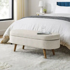 Banc de rangement capitonné moderne avec pieds en bois massif, Repose-pieds d'entrée, Banc de bout de lit, Pouf de coiffeuse