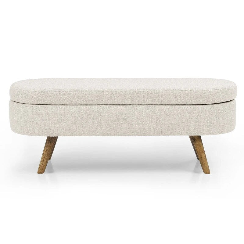 Banc de rangement capitonné moderne avec pieds en bois massif, Repose-pieds d'entrée, Banc de bout de lit, Pouf de coiffeuse